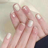 24 pièces French Press On Ongles Courts Cercueil Ongles Artificiels Rose Corail Ombre Ongles Adhésifs Ballerine Ongles Ensemble Acrylique Ongles Conseils Femmes Printemps Été Accessoires Ongles