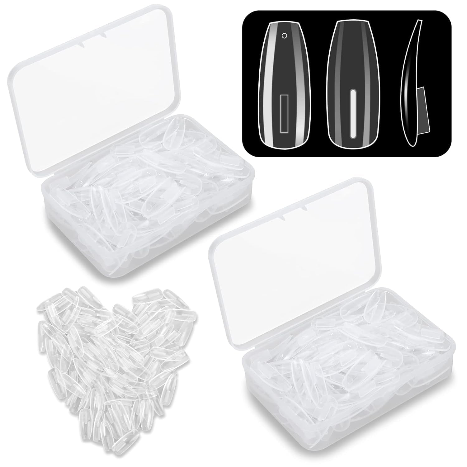 200 pièces de pointes d'ongles de remplacement transparentes : pointes d'ongles en acrylique pour la pratique manuelle pour la conception des ongles