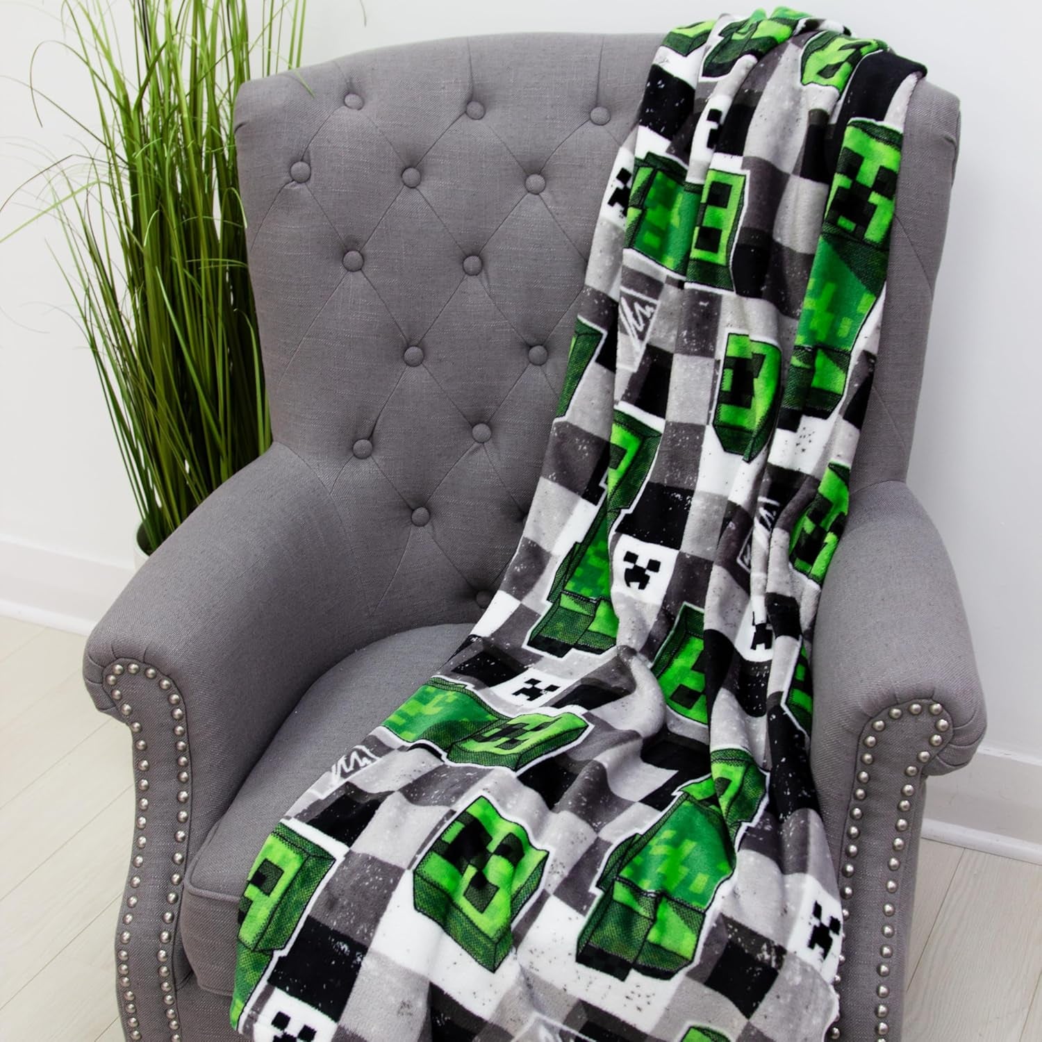 Character World Minecraft Couverture polaire officielle | Scribble Design réversible 2 côtés, couverture super douce et chaude pour lits et couvertures Besuche den Character World-Store