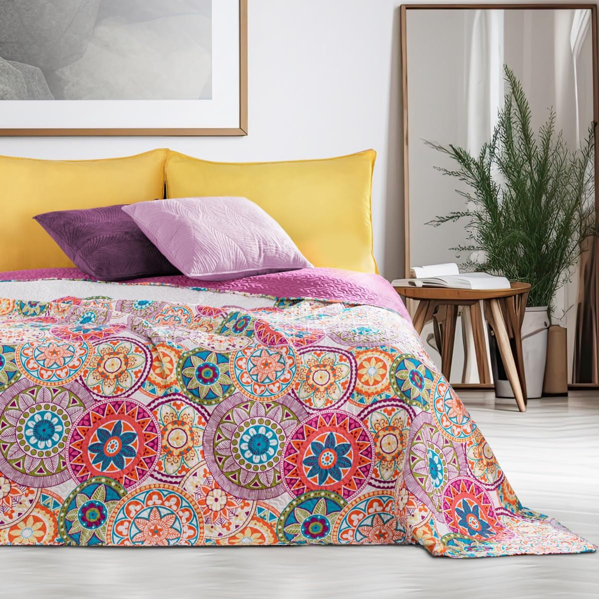 Decoking 12222 Couvre-lit 200X220 Cm Rose Violet Blanc Coloré Anthracite Couvre-lit Deux Faces Coloré Rose Blanc Violet Quilting Bibi Lits et Couvertures Besuche den DecoKing-Store