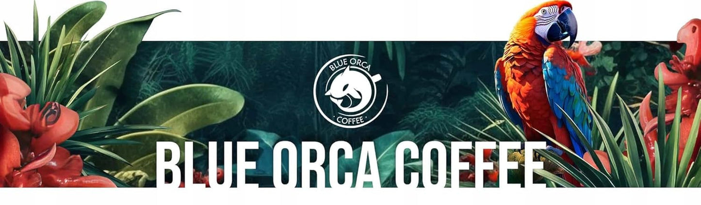 Café moulu DE BOA 1KG | 100% Arabica | avec des notes de chocolat et de noix | grains de café torréfiés moyennement, faible acidité | idéal pour les machines à expresso | Torréfaction de café Blue Orca