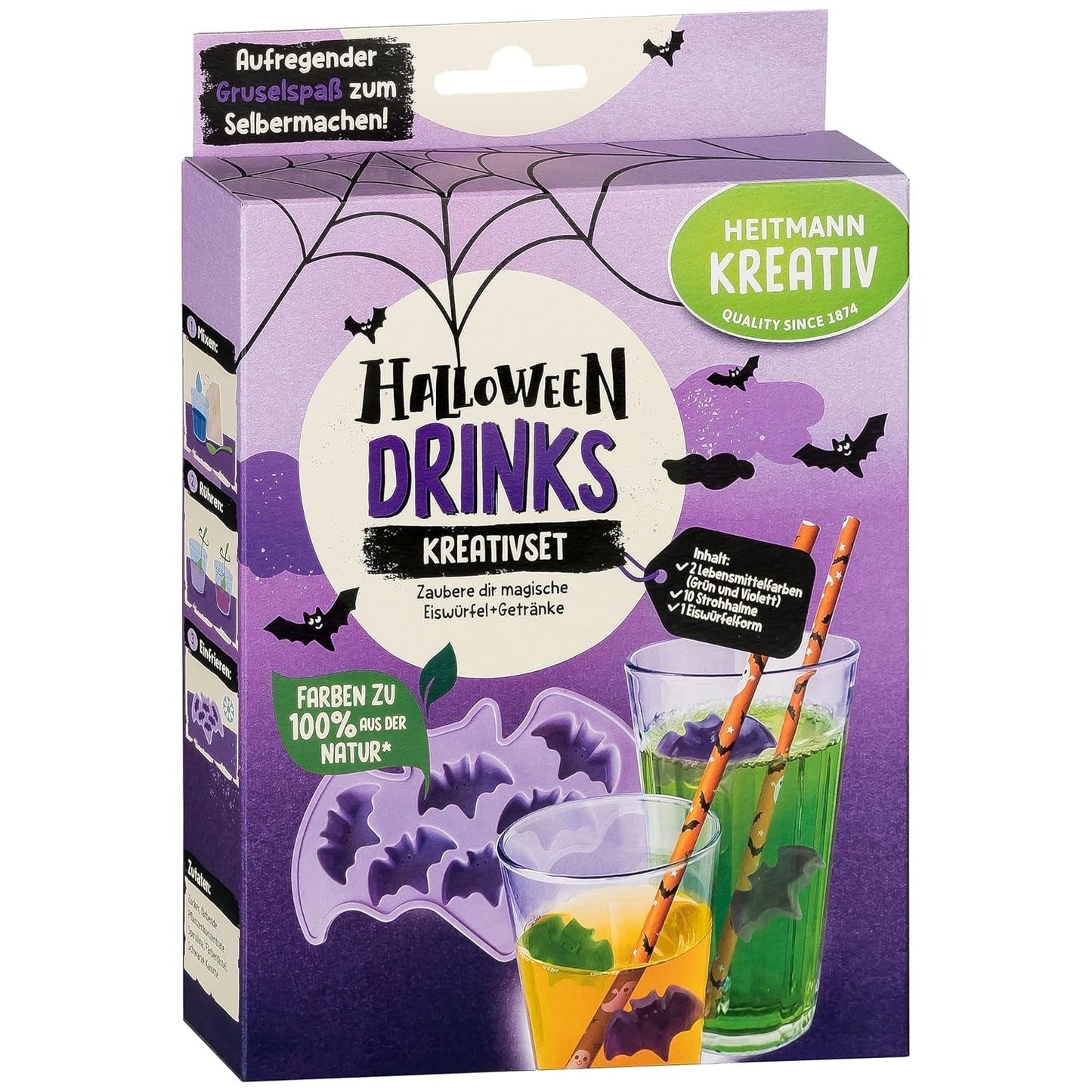 HEITMANN KREATIV - Ensemble créatif de chewing-gum aux fruits d'Halloween - Colorants en poudre à base de plantes - Rose - Chewing-gums aux fruits en forme de fantôme DIY avec saveur de framboise