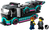 LEGO City Car Transporter avec voiture de course, camion jouet avec rampe de chargement réglable et voiture de course, jeu de construction avec 2 figurines, pilote de course et chauffeur de camion, pour les enfants à partir de 6 ans 60406 Jeux de construction Besuche den LEGO-Store