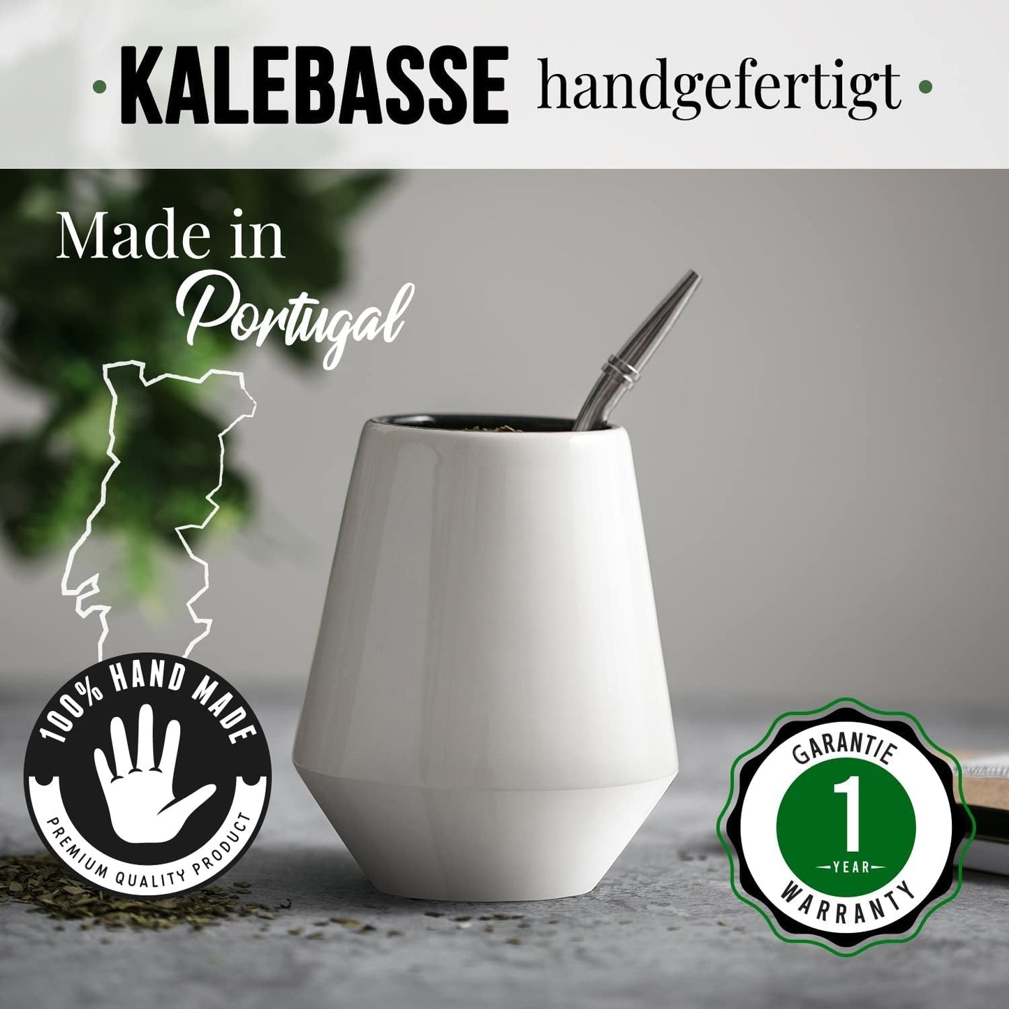 SERVICE À THÉ ORIGEENS MATE Avec tasse à maté portugais, bombilla et thé BIO Yerba Mate - Coffret cadeau original