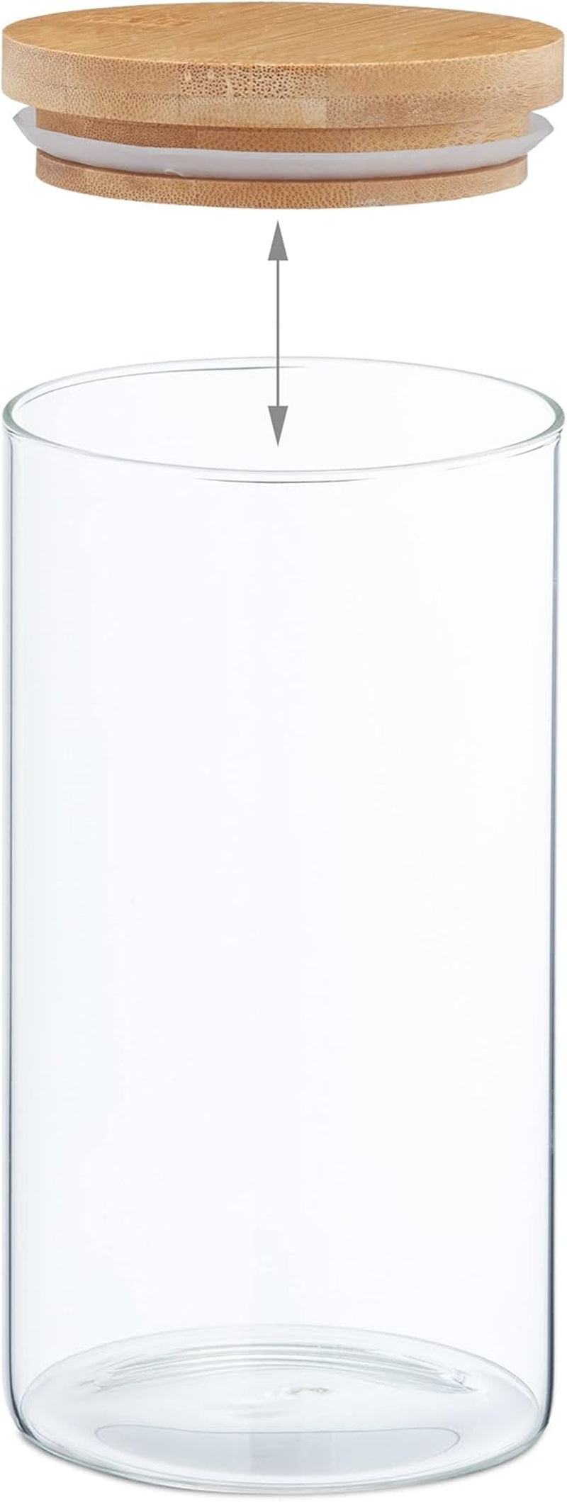 Bocal de Conservation Relaxdays avec Couvercle en Bambou Lot de 3 Bocaux Ronds en Verre 1000 ml Anti-fuite Transparent/Naturel 18x10 cm Boite de Conservation Alimentaire Naty Shop