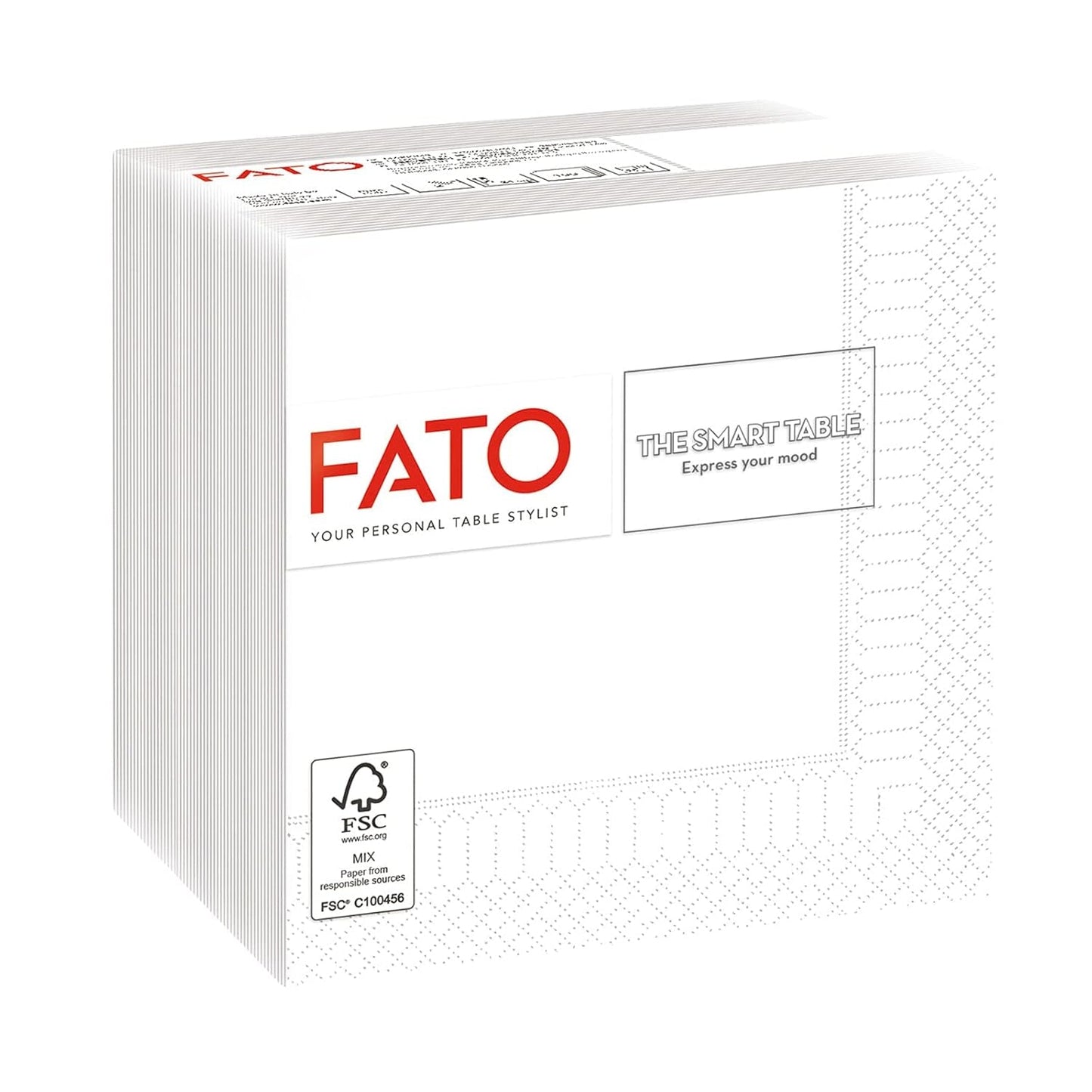 , Serviettes en papier jetables, idéales pour les apéritifs et les cocktails, paquet de 100 serviettes, taille 24 x 24, 4 plis, 2 épaisseurs, blanc, papier 100 % pure cellulose, certifié FSC (lot de 6)