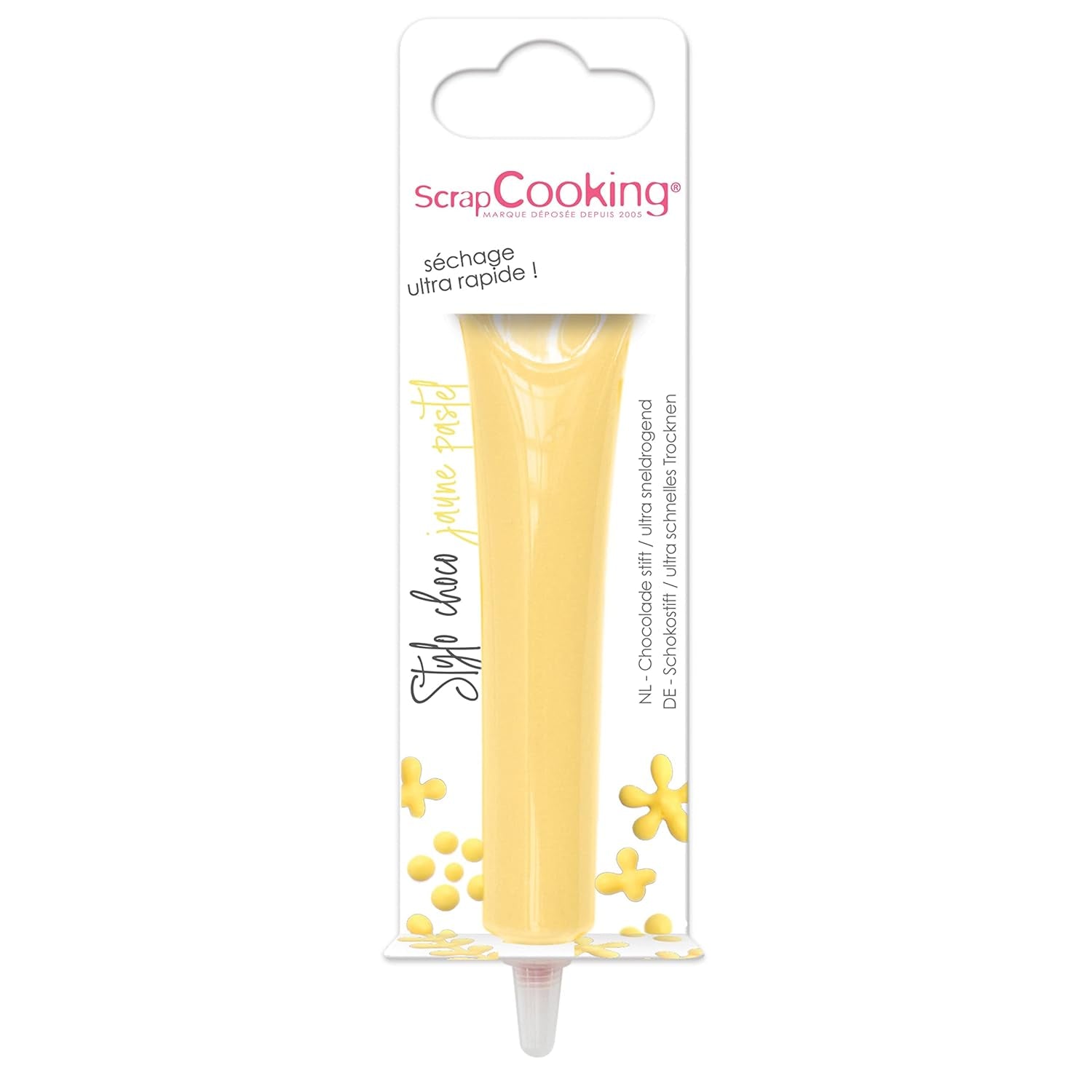 Scrapcooking - Stylo à Sucre Jaune Pastel - Sucre d'Écriture Jaune 25 g - Stylo à Sucre Comestible Décoratif - Écriture et Dessin - Etiquetage Fondant, Glaçage, Gâteaux - 6804