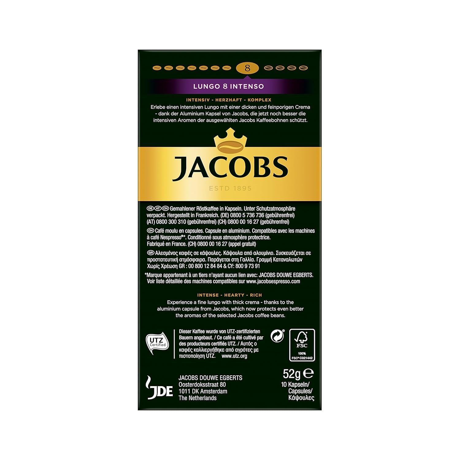 Capsules de café Lungo Intenso, intensité 8 sur 12, 200 capsules compatibles Nespresso®*, 10 x 20 tasses & Capsules de café Lungo Intenso, intensité 8, 100 Nespresso®* 10er Pack, 10 x 10 tasses