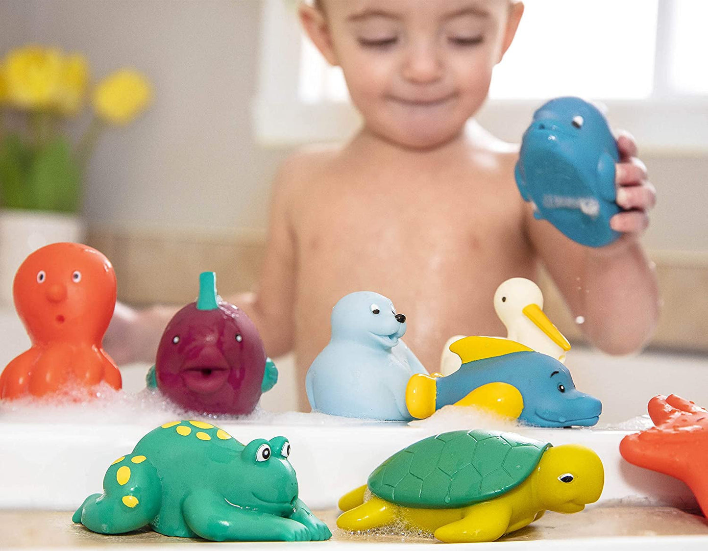 Battat 12 pièces jouet de bain bébé jouet de bain animaux aquatiques - copains de bain pour bébés 10 mois - jouet de bain canard et plus Bebe Toys Naty Shop