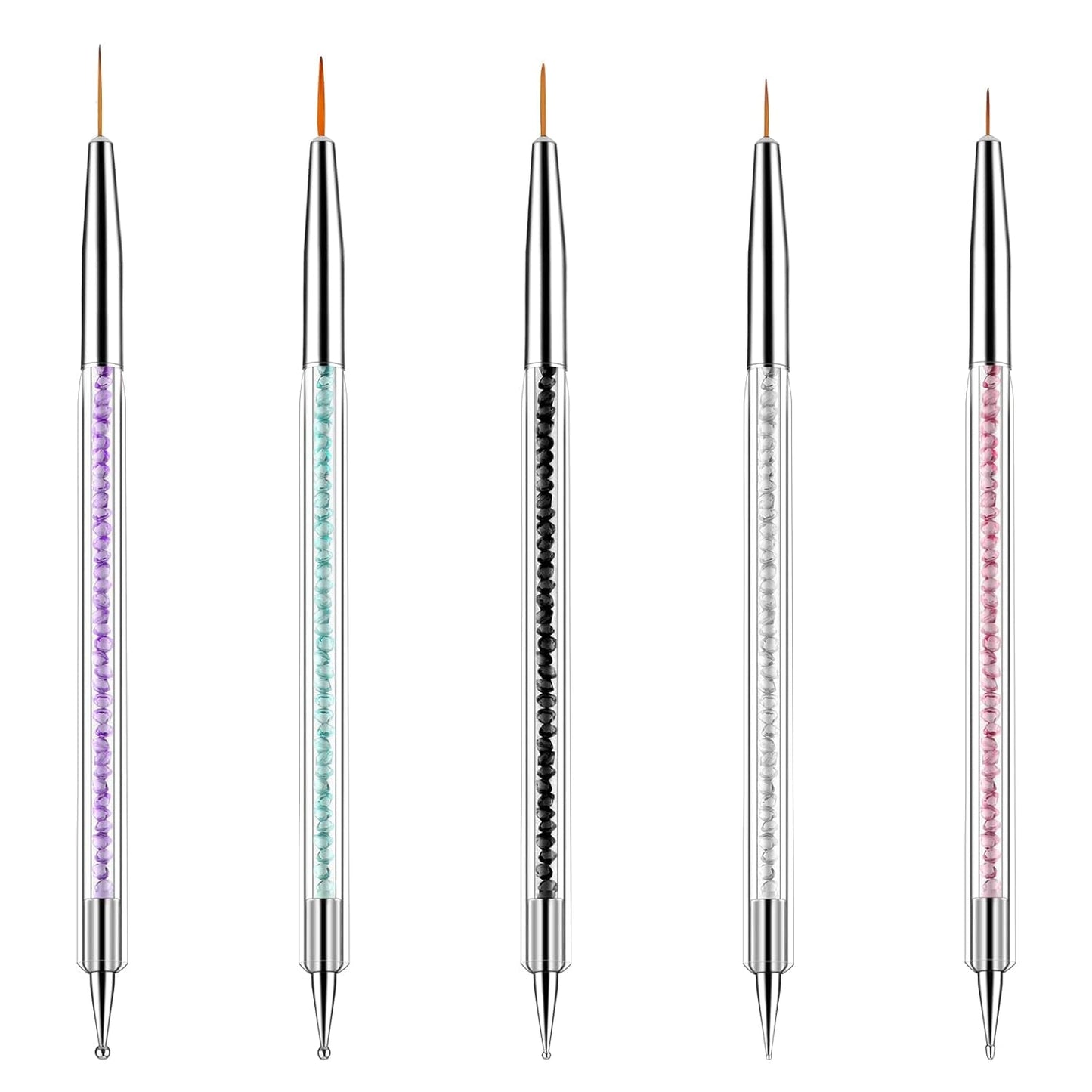5 pièces Nail Art Pinsel Set Dotting Tool Nailart Pinsel Nageldesign Double End Dotting Pen Strass Professional Acryl Feinmalerei Nail Art Design