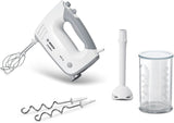 Bosch Hausgeräte Handrührer Ergomixx MFQ36440, 2 Rührbesen, 2 Edelstahl-Nethaken, Pürierstab, Becher, Spülmaschinengeeignet, 5 Stufen plus Turbostufe, 450 W, Weiß Kitchen Naty Shop