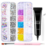 Makartt Gel adhésif pour strass – 15 ml de colle UV pour ongles avec breloques roses en forme de cœur, bijoux et accessoires de design d'ongles pour manucure à domicile, cadeau de Saint-Valentin