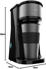 Machine à expresso Cecotec Coffee 66 Drop & Go avec carafe thermique, 700 W, capacité 420 ml, bec verseur scellé, filtre permanent ou en papier, fonction d'arrêt automatique, récipient avec fenêtre