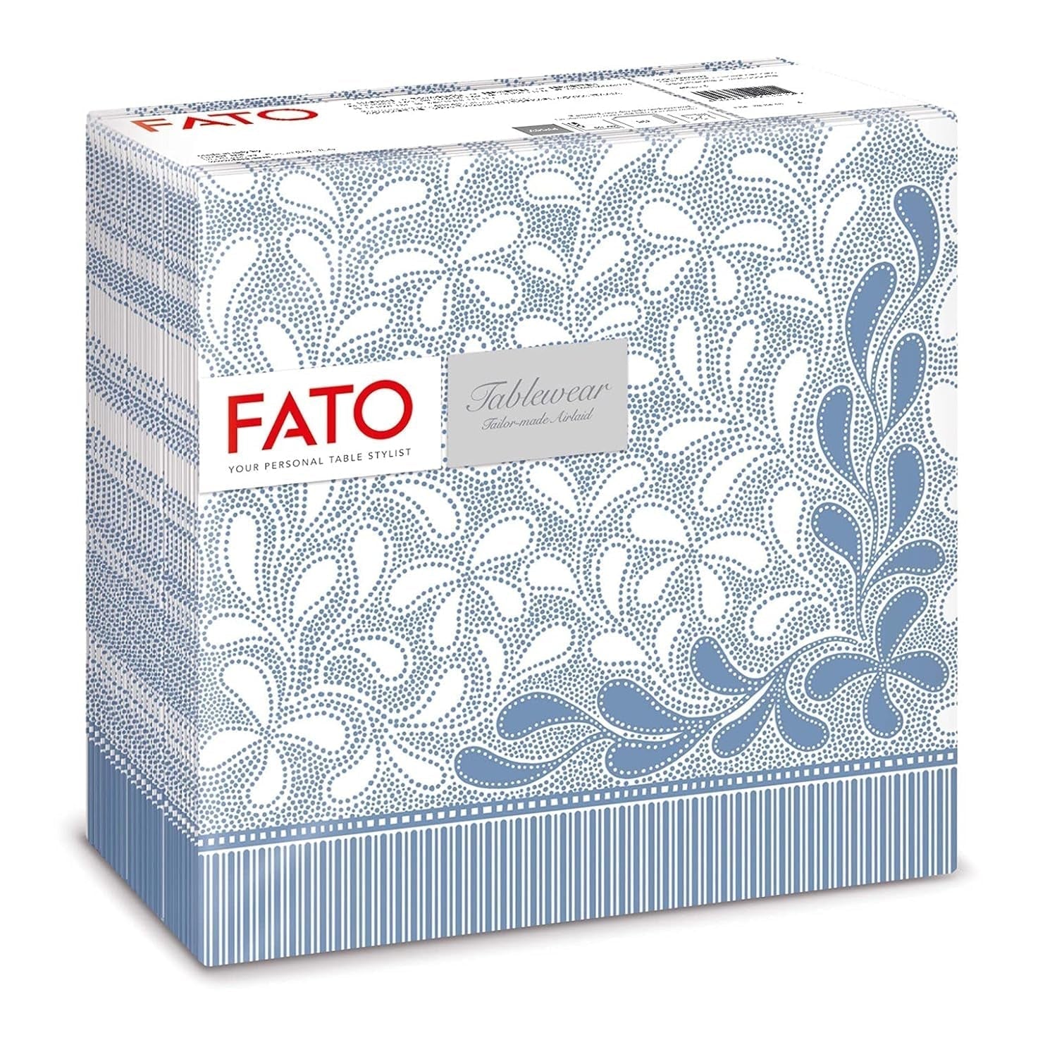 Fato - Serviettes en papier sec, airlaid, effet textile, paquet de 50 serviettes, 40X40 pliées en format 4, Tropicana Decor