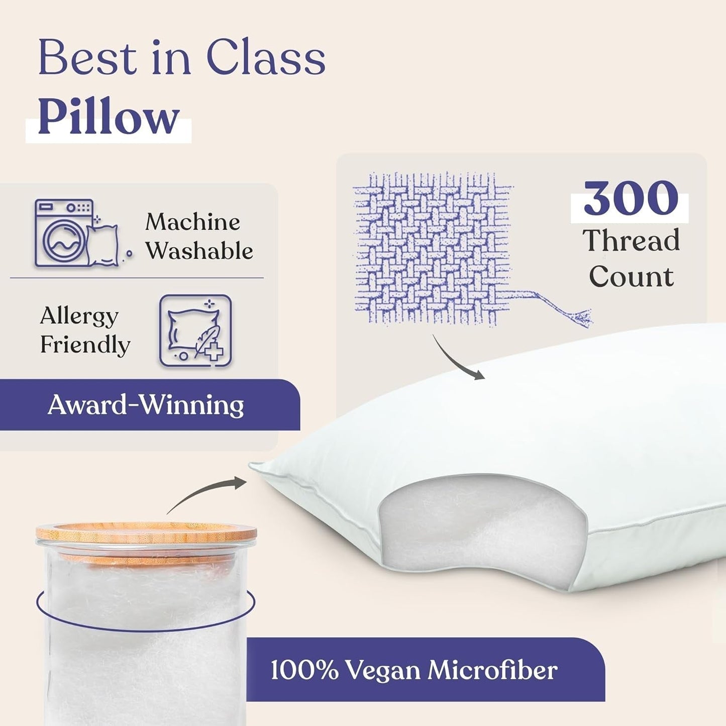Fluffco Oreiller alternatif en duvet Oreiller standard pour dormir Oreiller queen Oreiller de lit Oreiller de couchage latéral Oreiller de refroidissement Oreiller d'hôtel Oreiller cervical Oreiller de voyage (standard ferme) Oreillers standard Naty Shop