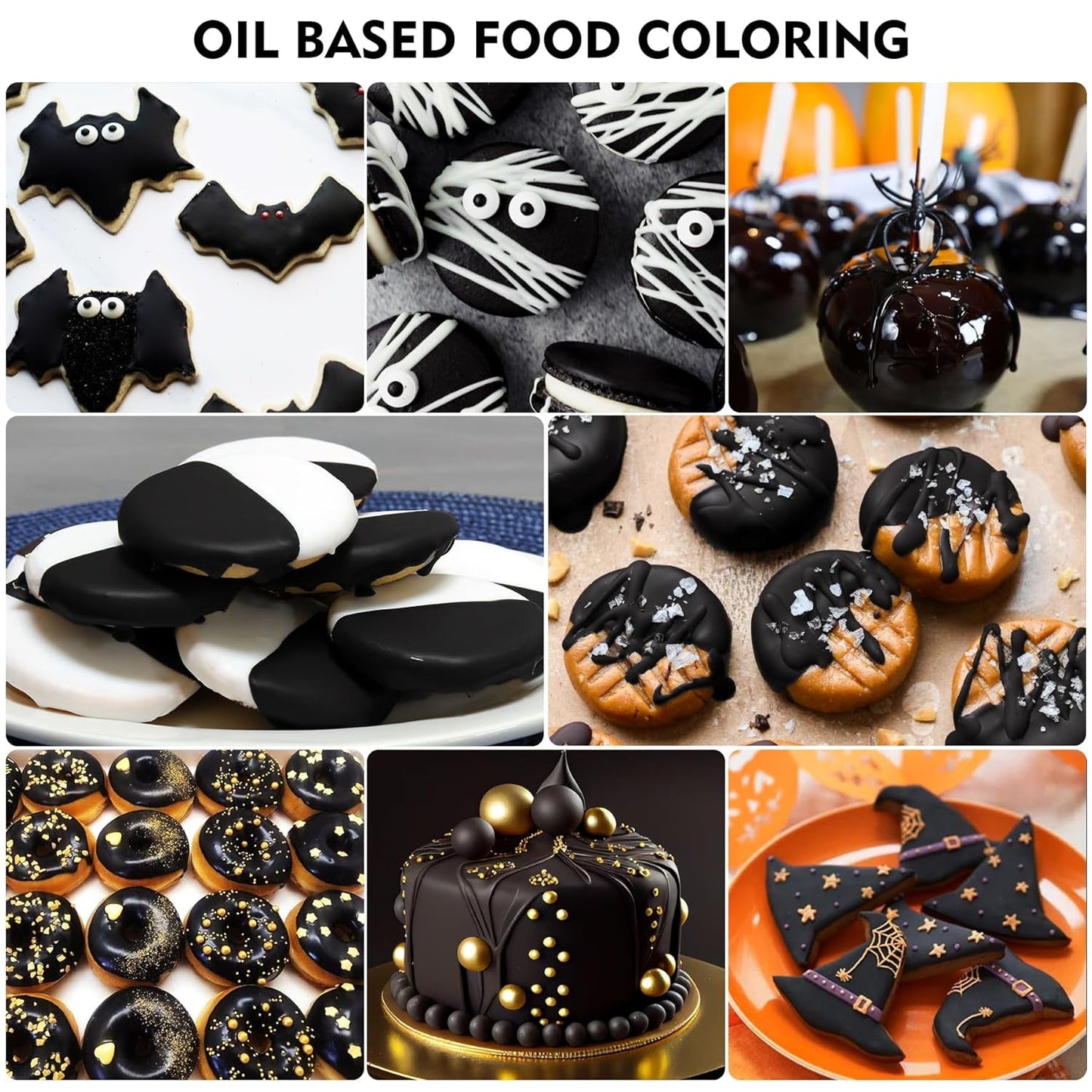 Farines à mélanger pour chocolat - 60Ml Couleurs à base d'huile pour fondant, décoration de gâteaux, dos - Colorant alimentaire doux pour beurre de cacao, crème au beurre, cuisine (noir) Naty Shop