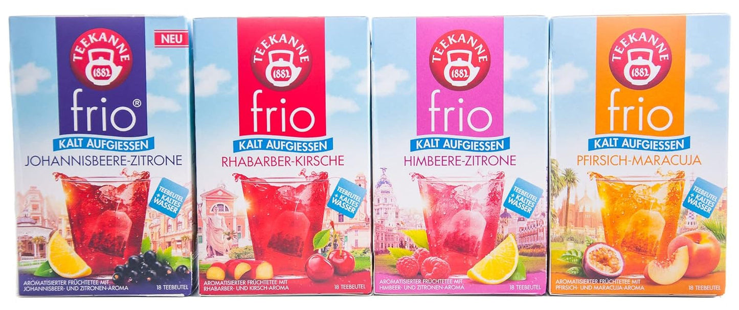 Teekanne Frio pack de 4, cerise rhubarbe, citron groseille, citron framboise, pêche passion (4 x 45 g)