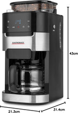 GASTROBACK 42711 Grind & Brew Pro Machine à café expresso, machine à café expresso avec filtre et broyeur intégrés, broyeur conique avec 8 réglages de mouture, écran tactile LCD, plastique