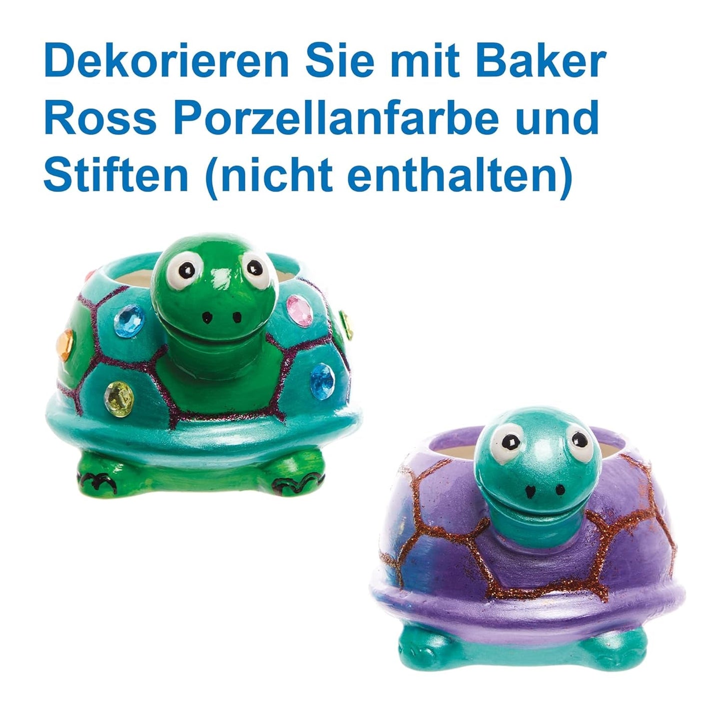 Baker Ross FX594 Jardinières en céramique Tortue - Paquet de 2, Peignez votre propre jardinière