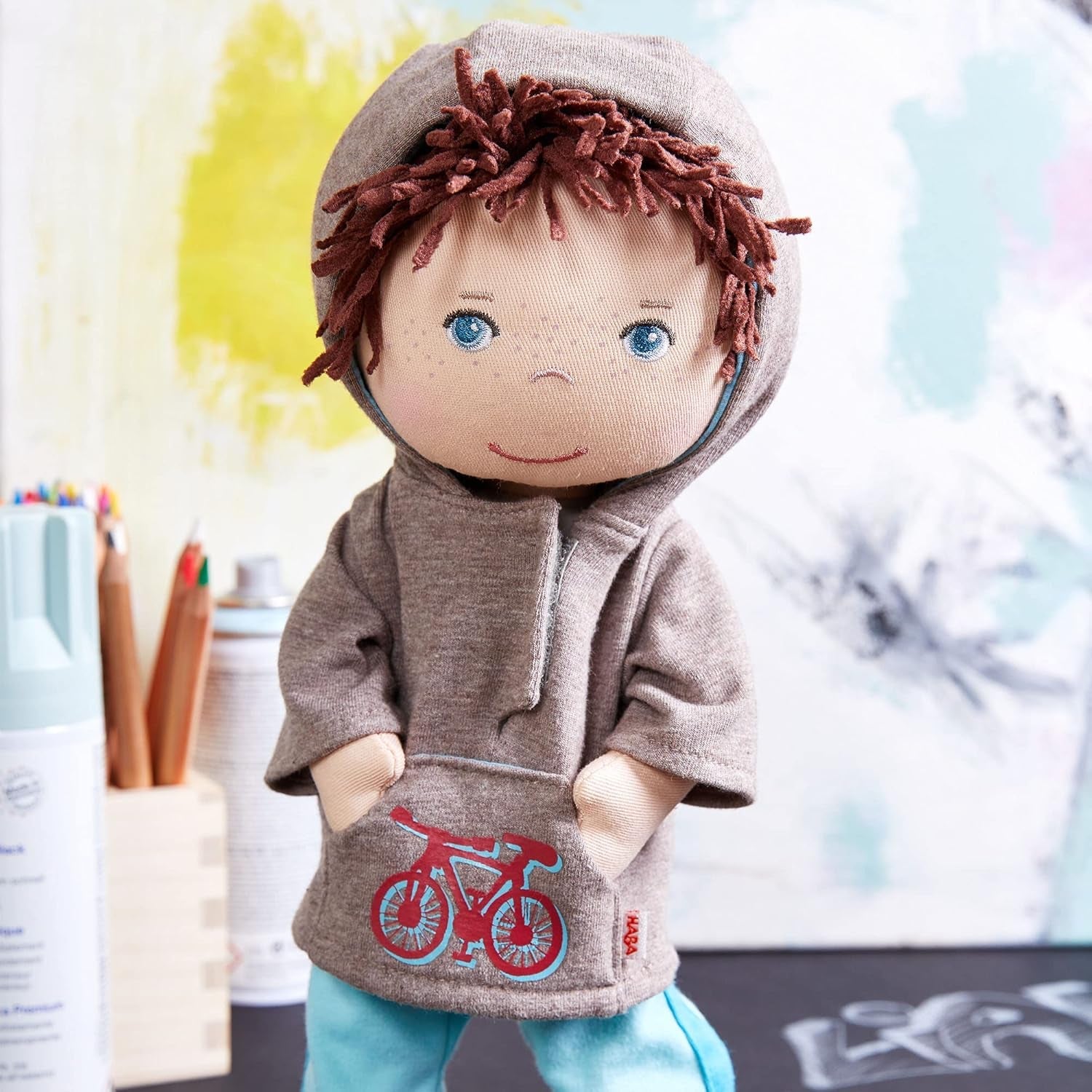 HABA Poupée Lian - Poupée en tissu doux 30 cm, idéale pour les bébés et les tout-petits, lavable et facile à habiller et à déshabiller, à partir de 18 mois - 1302109001