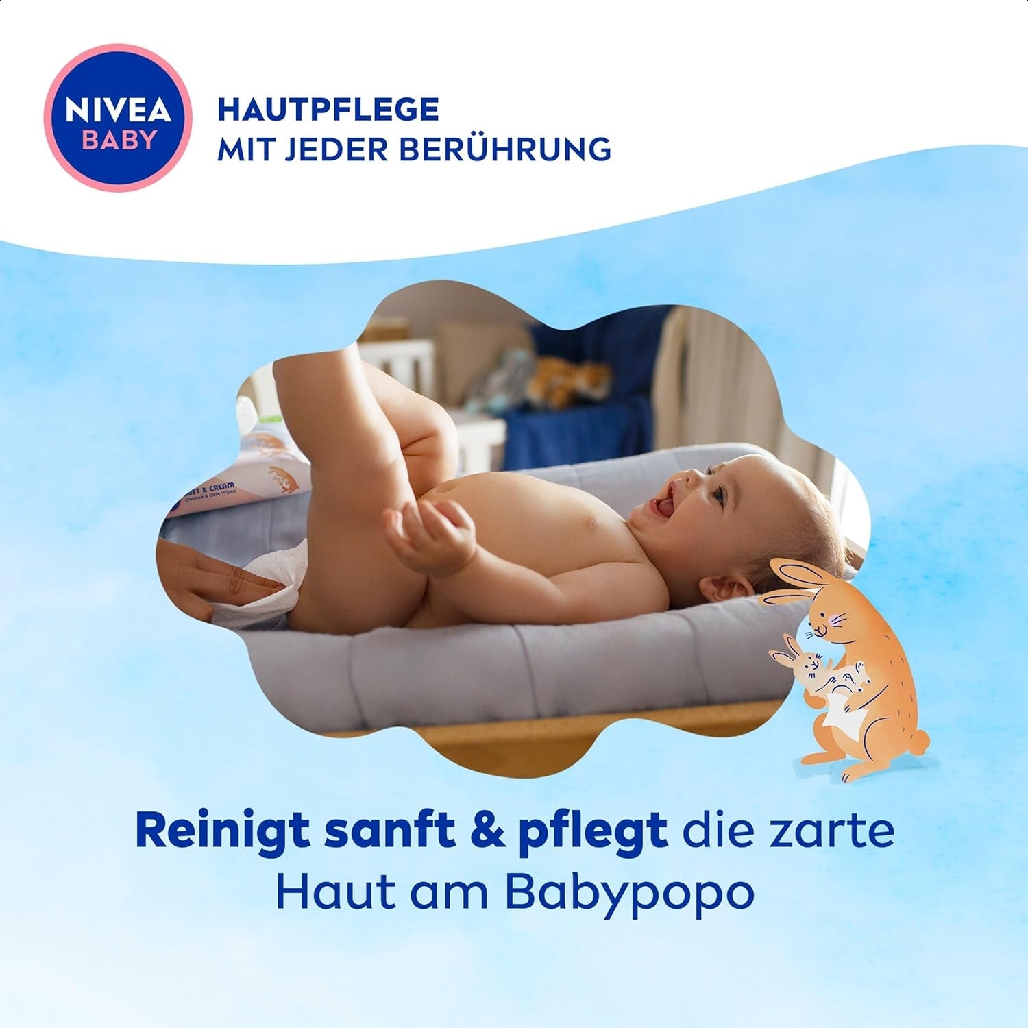 NIVEA BABY Lingettes humides Soft & Cream pour bébé (4 x 57 pièces)