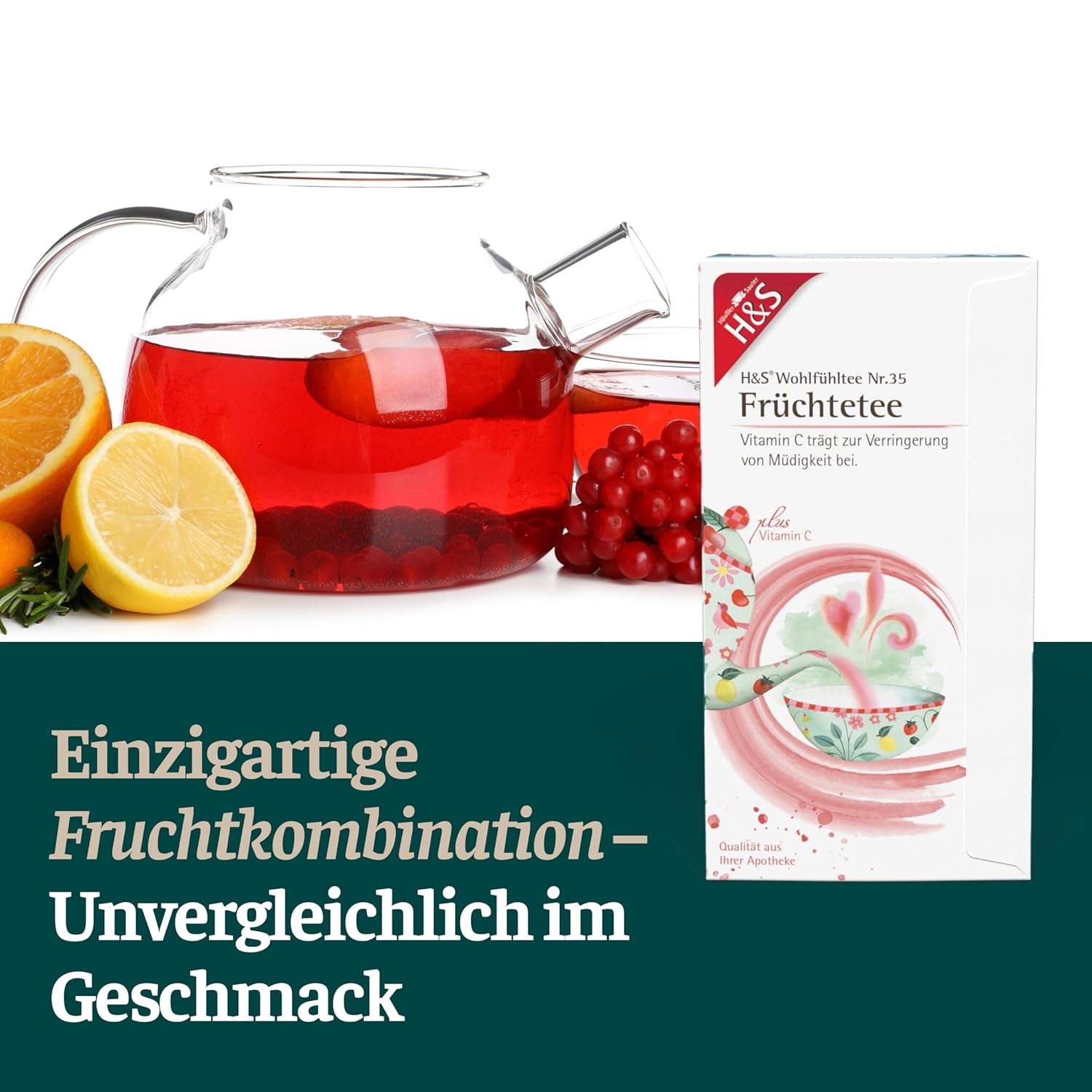 Thé aux fruits H&S à la vitamine C : mélange de thé aux fruits savoureux et rafraîchissant, 20 x 2,7 g