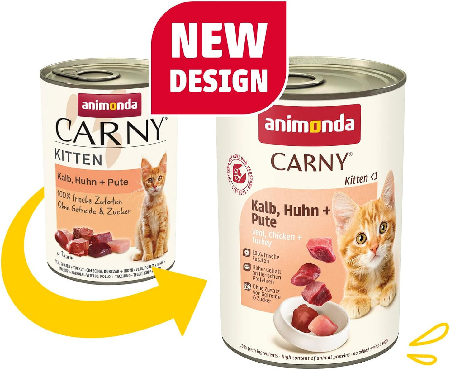 animonda Carny Katzen Nassfutter Kitten Chicken + Pute (12 x 400g), Kitten getreidefreies Katzennassfutter ohne Zucker für wachsende Kätzchen bis 1 Jahr, mit frischen Ingrédient