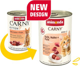 animonda Carny Katzen Nassfutter Kitten Chicken + Pute (12 x 400g), Kitten getreidefreies Katzennassfutter ohne Zucker für wachsende Kätzchen bis 1 Jahr, mit frischen Ingrédient