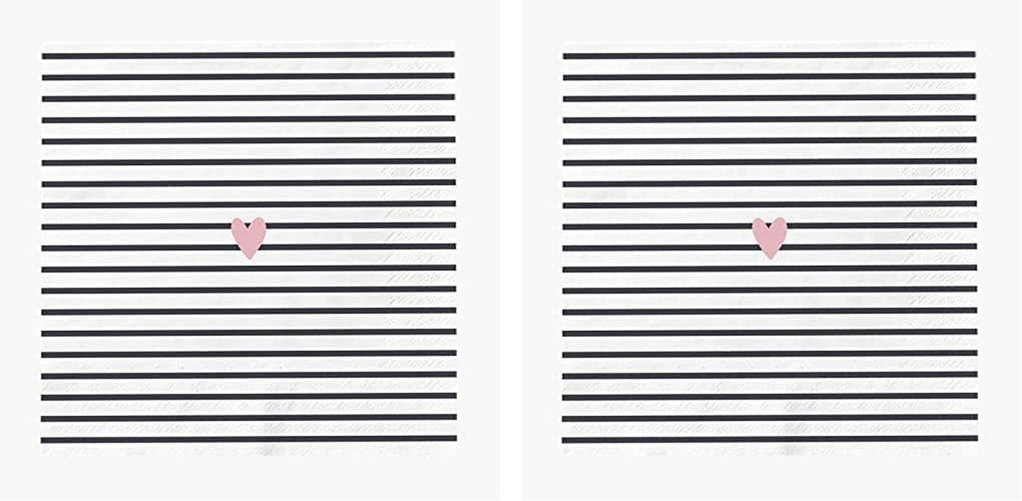 Grafik Werkstatt Serviettes avec inscription 20 pièces 25 cm x 25 cm Coeur noir et blanc (lot de 2)
