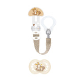 MAMAN | Sucette et chaîne de tétine, 6 mois et plus, sélection de couleurs aléatoires, anatomique, symétrique, en silicone, lavable, longueur réglable, compatible avec tous types de tétines