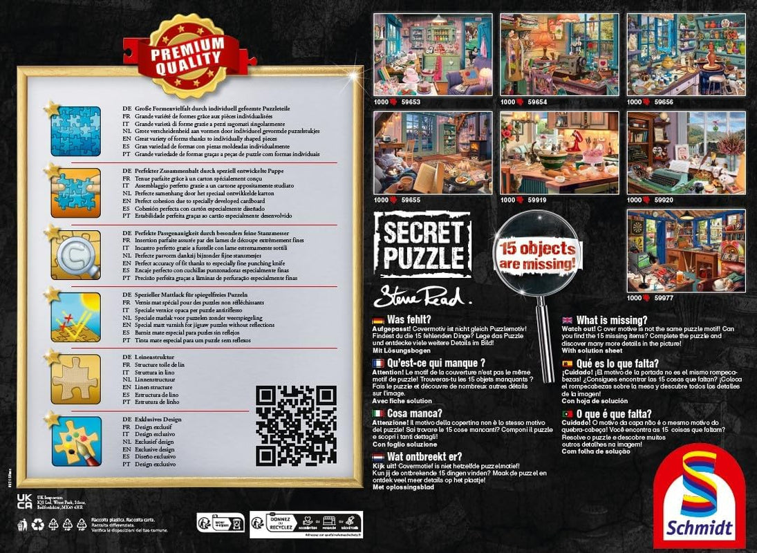 Schmidt Spiele 59919 Puzzle secret, À la table de la cuisine, 1 000 pièces, Coloré, Grand Puzzle Naty Shop