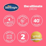 Oreiller Silentnight Ultimate – Oreiller de lit doux et de soutien avec housse matelassée de luxe Pinsonic Soft Touch, lavable en machine et hypoallergénique pour dormeurs sur le dos et sur le côté, 1 oreiller standard Naty Shop