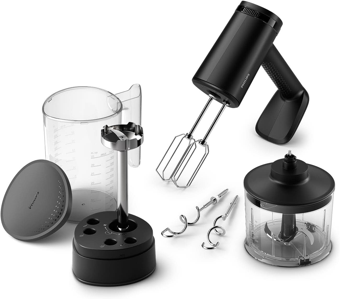 Philips Batteur à main, 450 W, 5 Geschwindigkeiten plus Turbo, Weiß/Grau (HR3741/00) Kitchen Naty Shop Batteur à main 3 en 1, Pürierstab, Zerkleinerer
