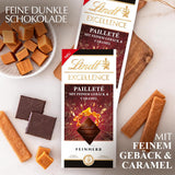 Lindt EXCELLENCE Pâte Aux Paillettes Et Caramel - Chocolat Noir Fin Au Goût Intense De Cacao