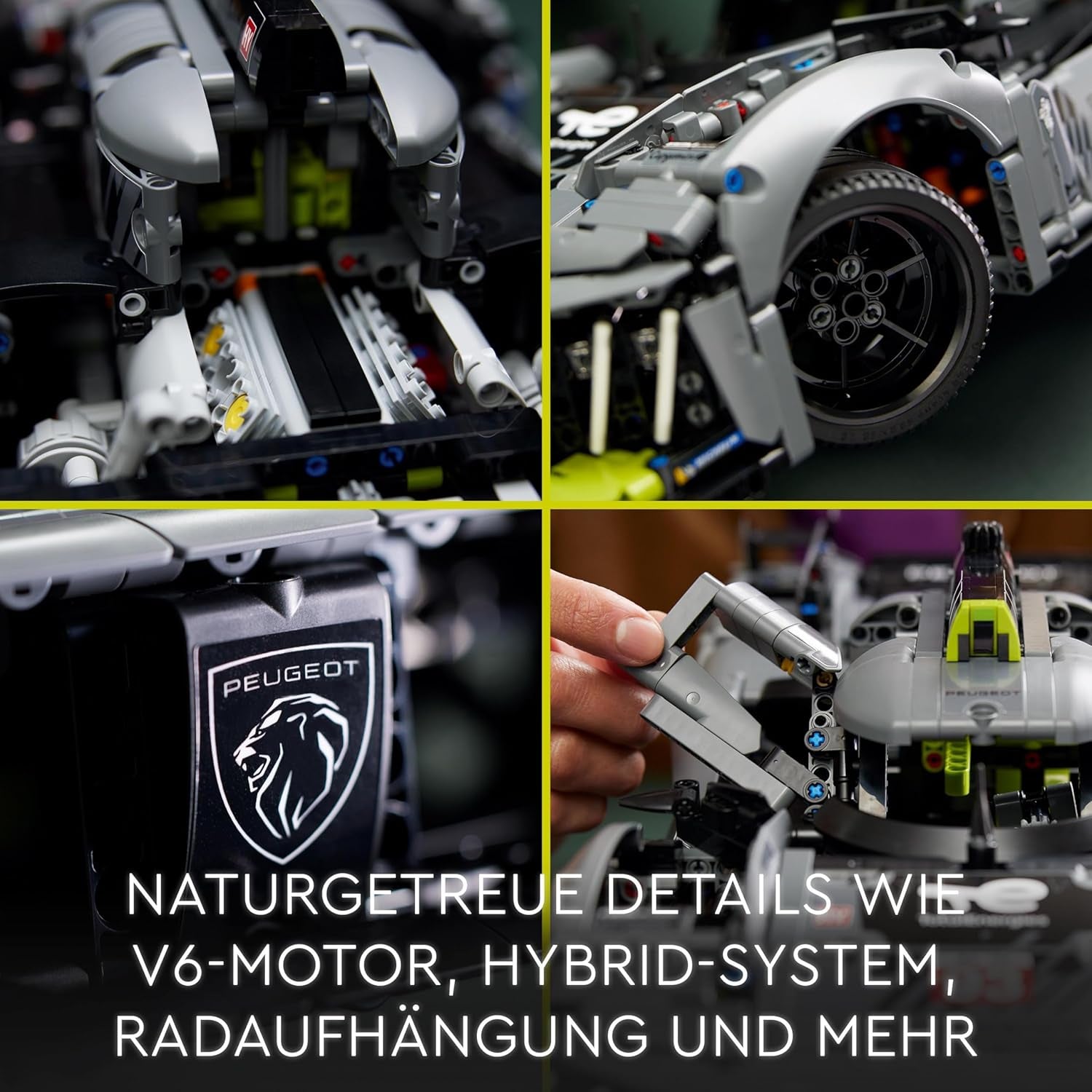 LEGO 42156 Technic Peugeot 9X8 24H Le Mans Hybrid Hypercar Voiture de course légendaire Kit de modèle adulte Voiture de sport automobile à l'échelle 1:10 à collectionner pour les joueurs avancés Kits de construction Besuche den LEGO-Store