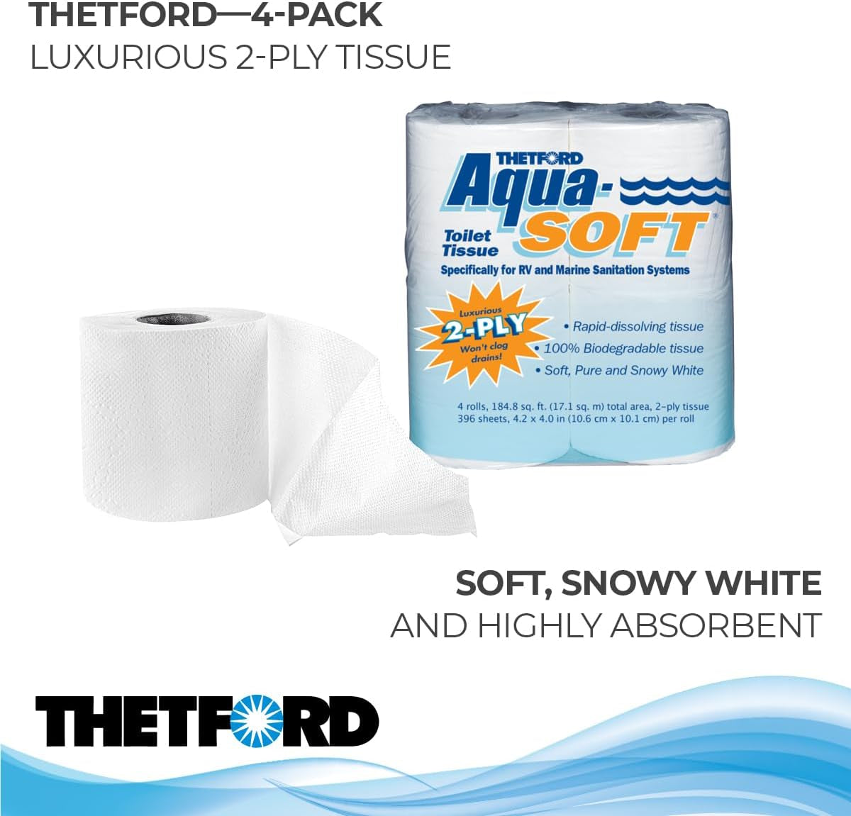 03300 Papier toilette Aqua-Soft, 2 couches, 4 rouleaux