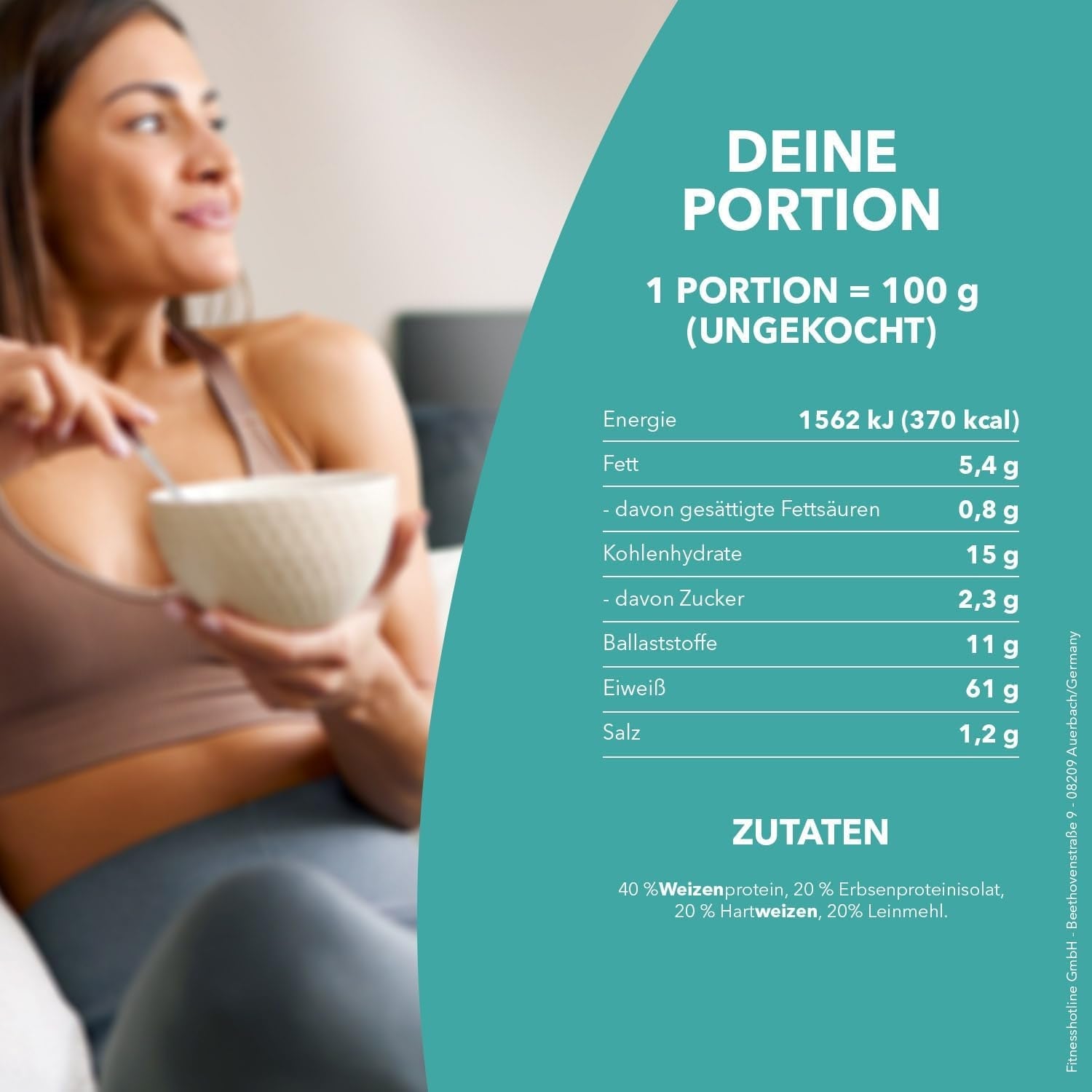 Pâtes protéinées Best Body Nutrition 6 x 200 g - Tagliatelles riches en protéines Fit4Day - 61 % de protéines, faible teneur en glucides, végétaliennes et sans lactose, sans soja - Protéines de pois de haute qualité - Pour les régimes faibles en glucides