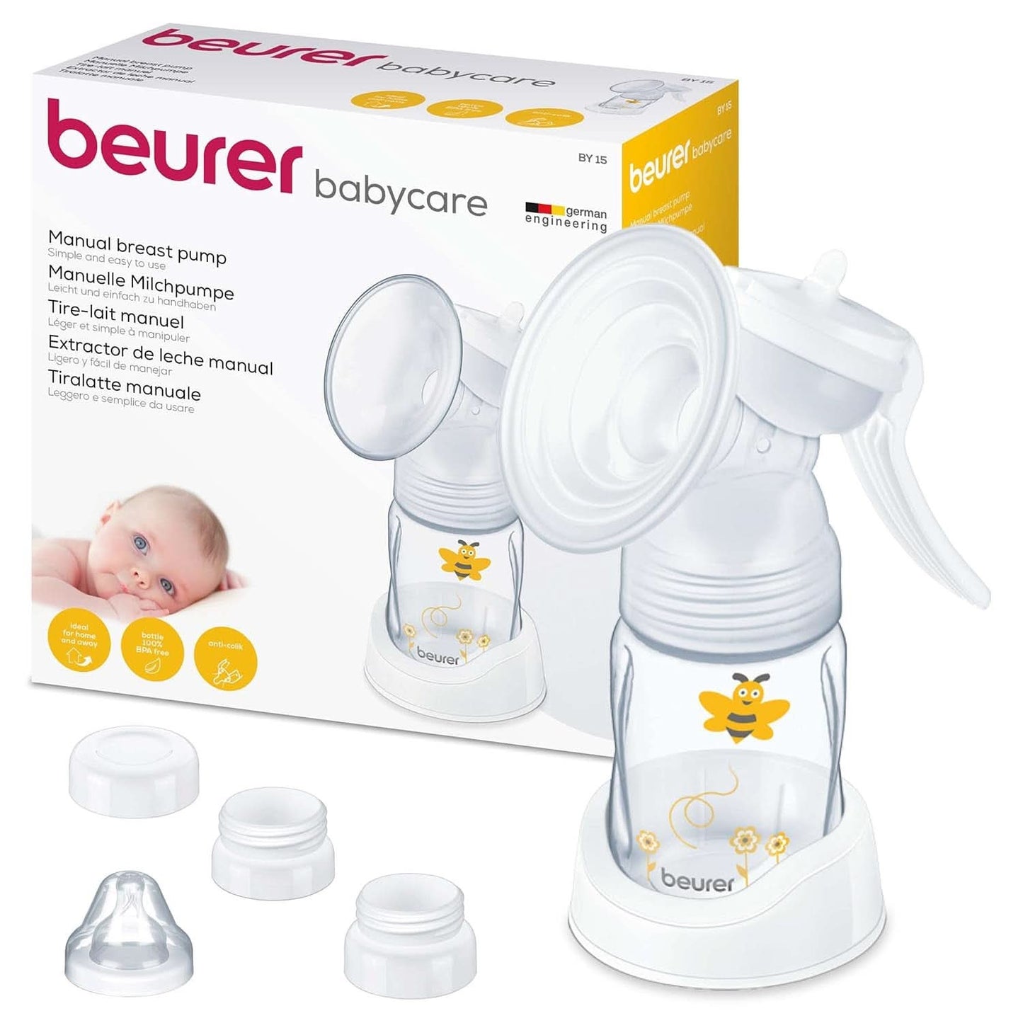 Puériculture Beurer, Tire-lait manuel, Biberon inclus avec système anti-colique Accessoires Alimentation et Allaitement Bebe Naty Shop