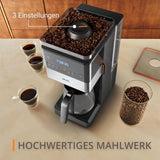 KRUPS Grind Aroma XL Machine à expresso, broyeur conique amovible, panneau de commande numérique, capacité XL (1,5 L), fonction maintien au chaud, carafe en verre, noir/acier inoxydable, KM842810