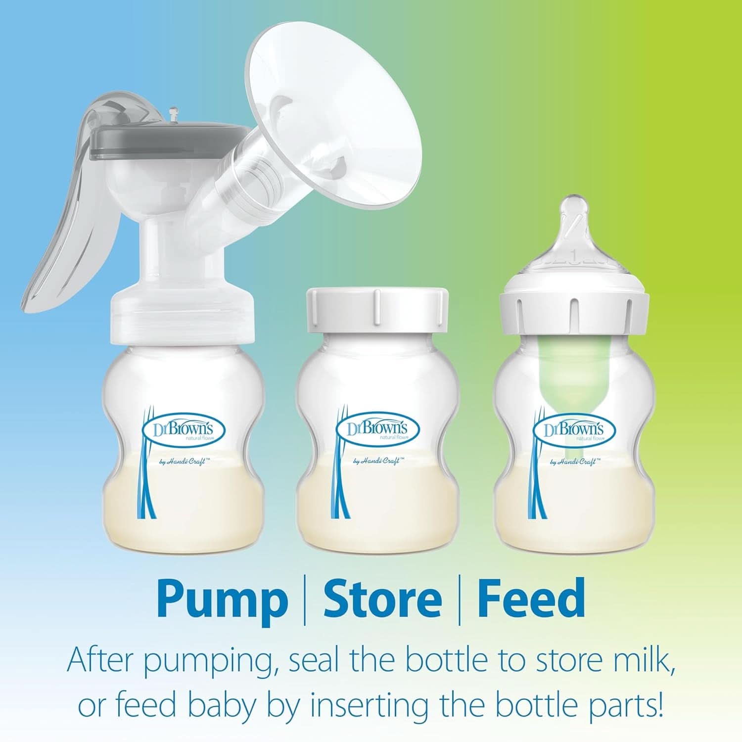 Tire-lait manuel avec protection Softshape 100% silicone (B, bride 25 mm) et options anti-coliques + biberon 150 ml à col large avec tétine à débit lent niveau 1 Accessoires Alimentation et Allaitement Bebe Naty Shop