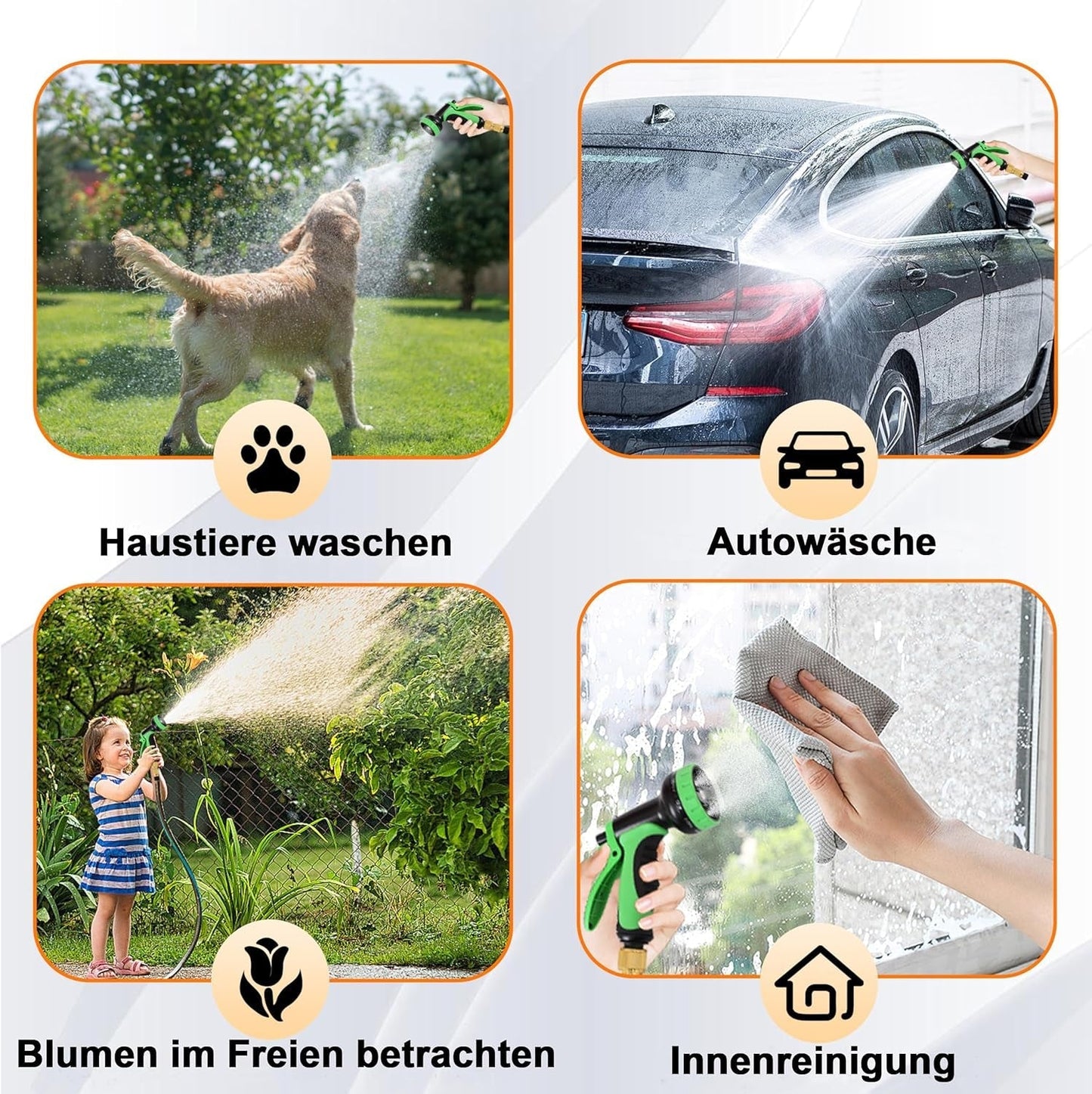 Tuyau d'arrosage extensible de 45 m, tuyau d'eau flexible rétractable automatique, 10 modes de pulvérisation, TPE 2500D, connecteurs métalliques, pour très grands jardins, agriculture, nettoyage