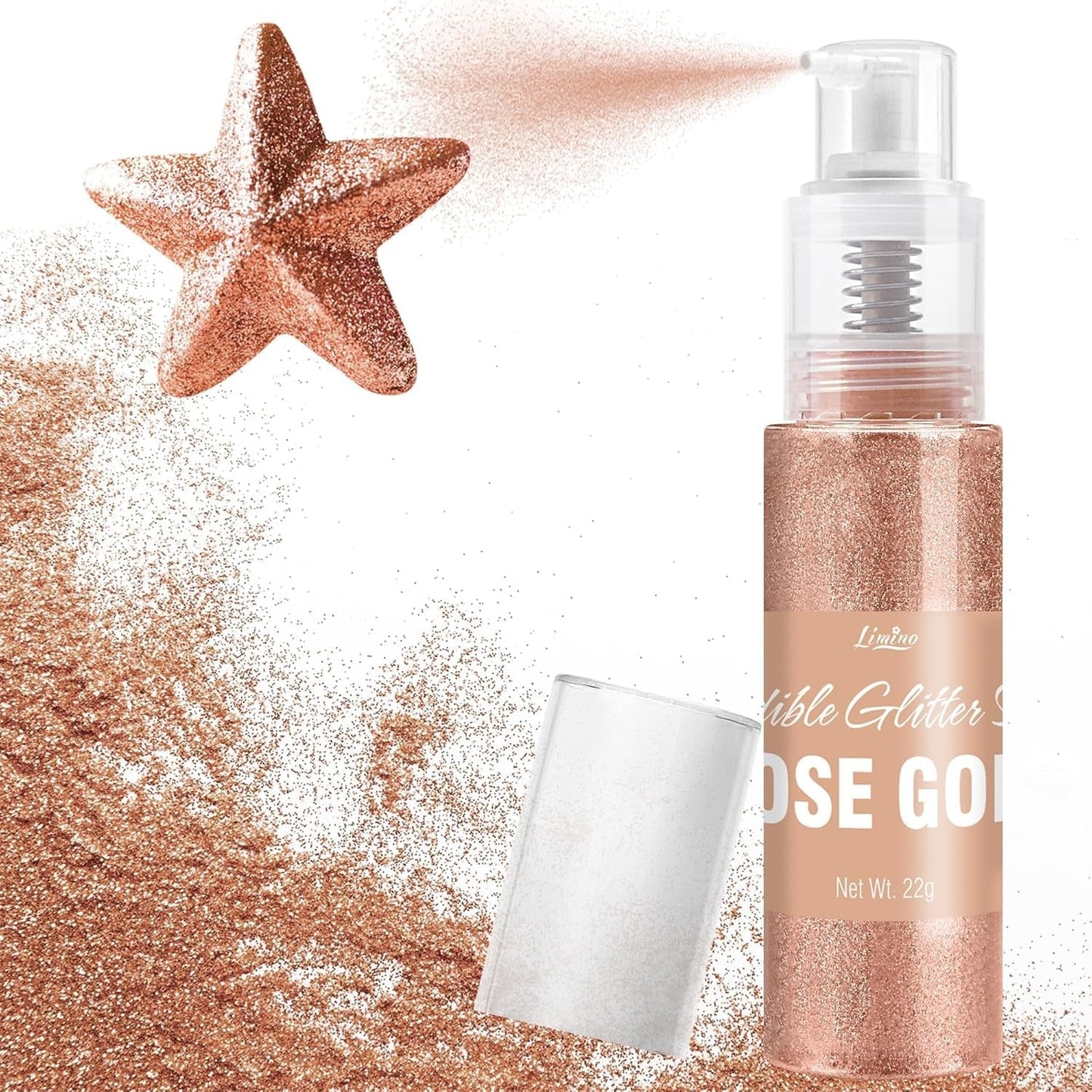 Spray de Paillettes Comestibles - 22G Paillettes Comestibles, Poudre de Paillettes Comestible pour Boissons, Décorations de Gâteaux, Macarons - Poudre de Paillettes Colorantes Alimentaires, Paillettes Comestibles pour Cocktails, Muffins (Rose)