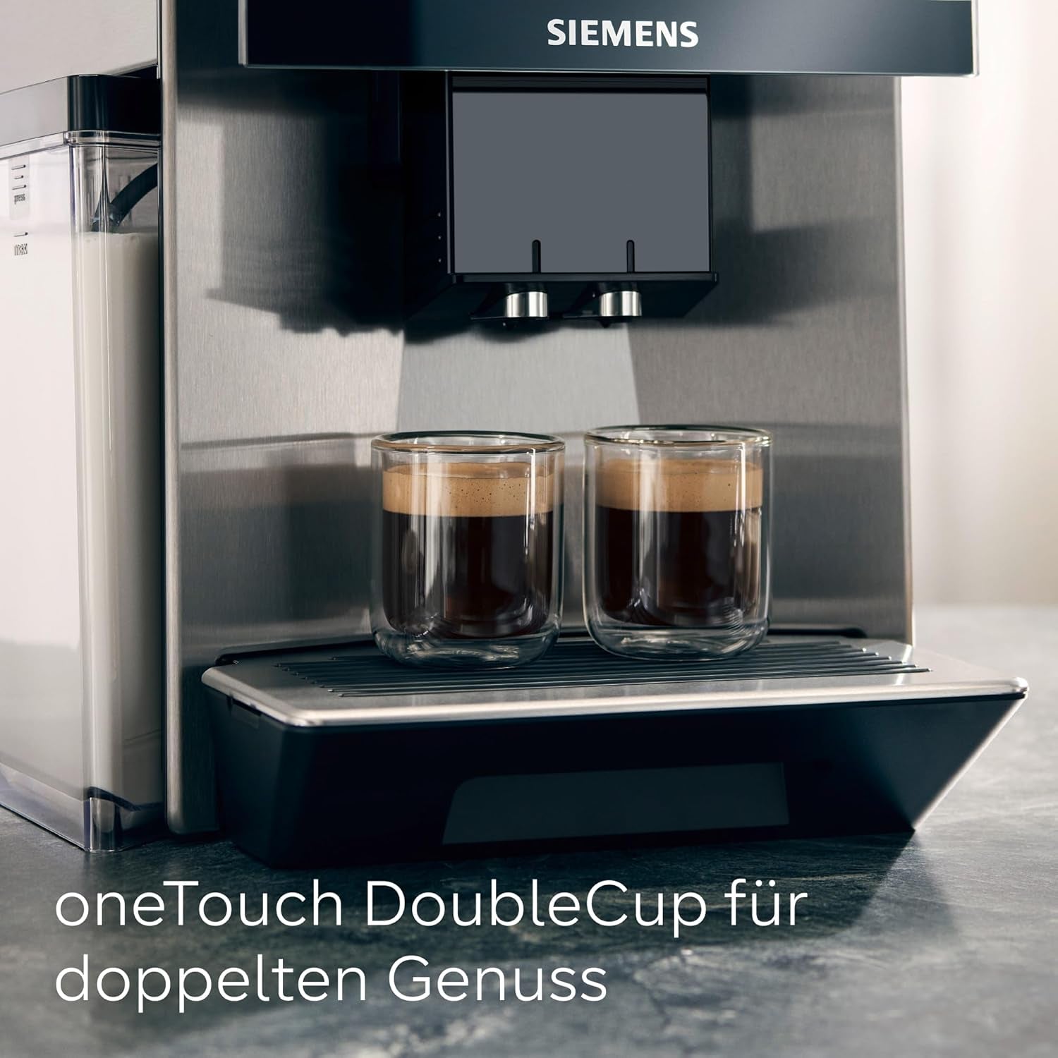 Siemens EQ900 TQ903D03 Machine à expresso automatique, contrôle par application, écran tactile intuitif, mode Barista, AromaBoost, réduction du bruit, broyeur Premium, nettoyage automatique à la vapeur, 1500 W, acier inoxydable