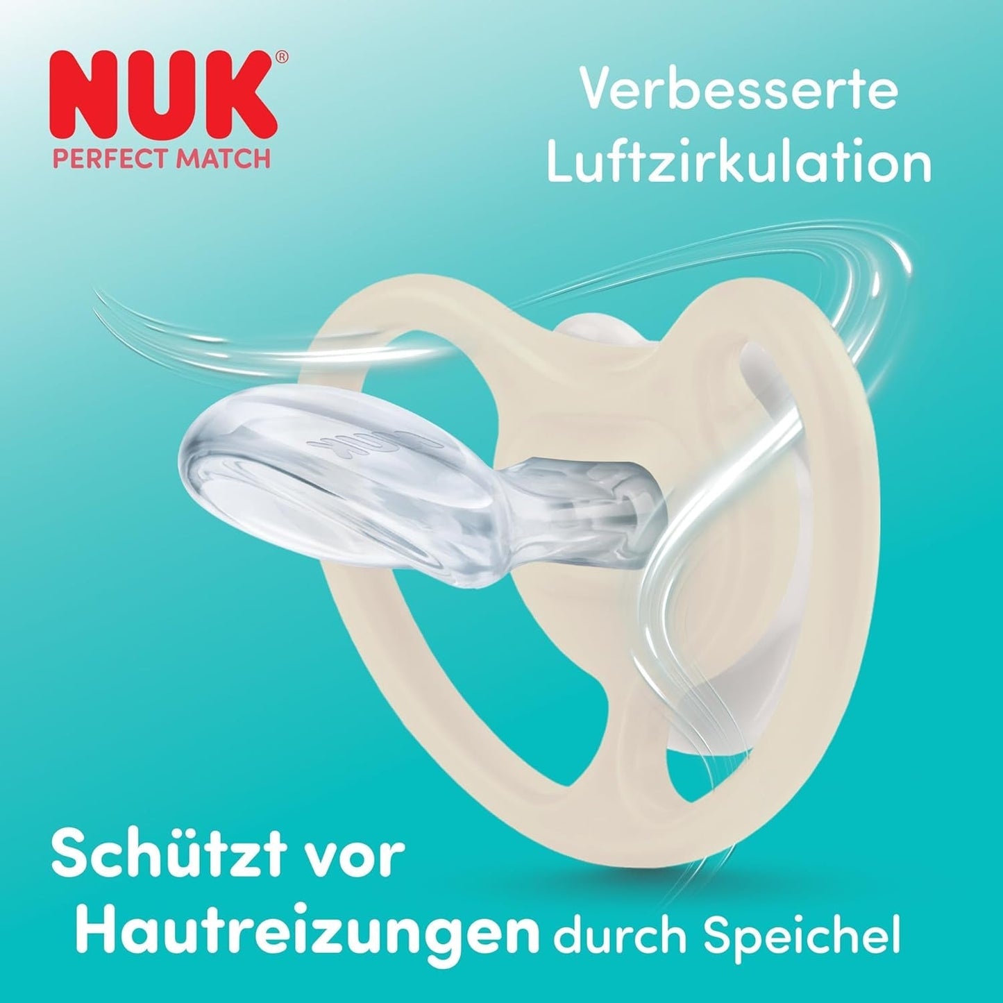 Sucettes NUK Perfect Match Air Night pour bébés | 0-6 mois | Sucettes qui brillent dans le noir qui favorisent la circulation de l'air et empêchent la bave | 95 % d'acceptation par les bébés** | Lion | Paquet de 2