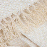 HOMLA Morris Plaid Couverture à franges en coton - Couverture douce et confortable Couverture en coton - tissu fin 130 X 170 Cm Ecru Lits et Couvertures Besuche den HOMLA-Store
