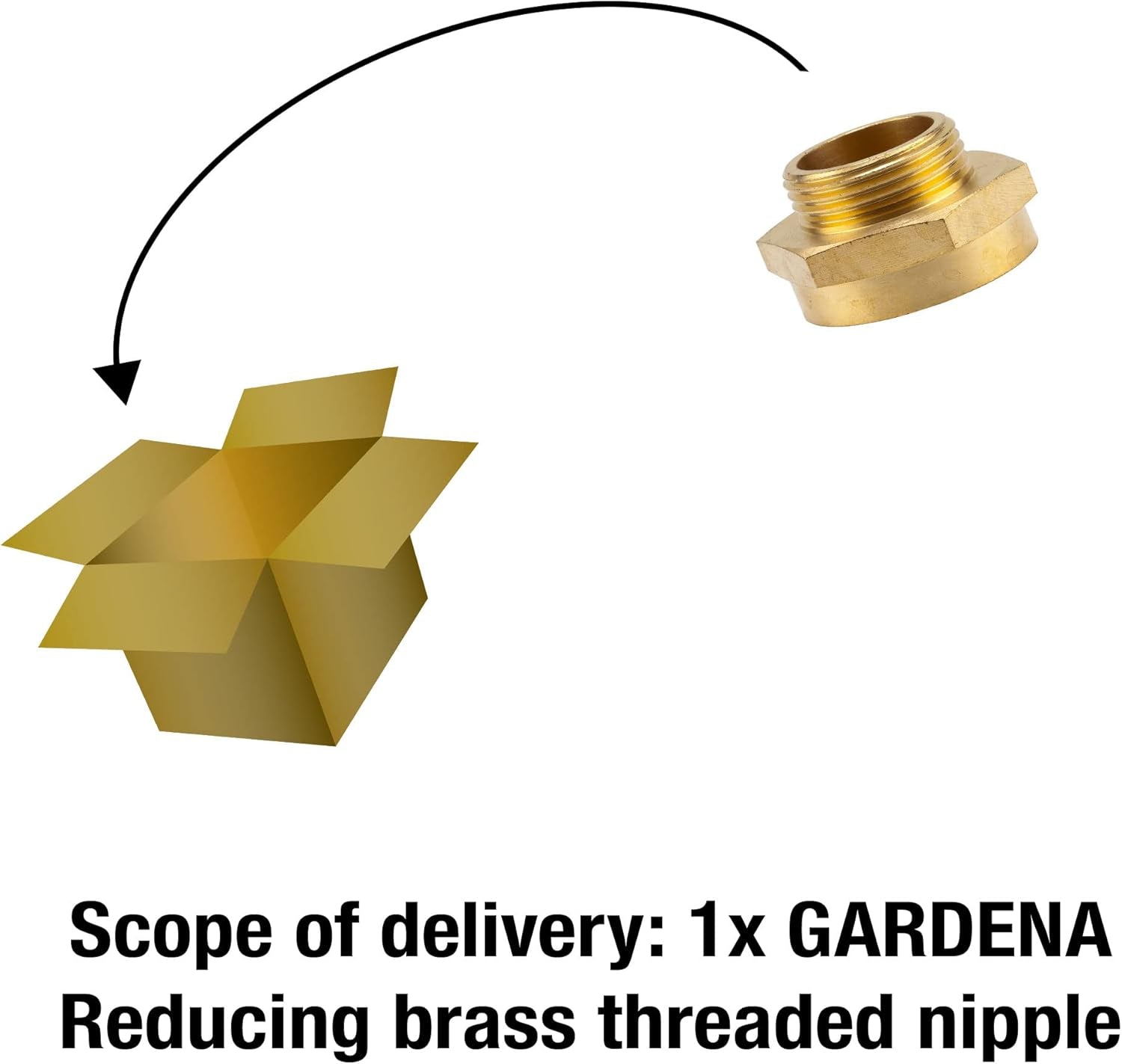 Mamelon fileté de réduction en laiton Gardena : connecteur en laiton pour réducteur fileté, par exemple pour les pompes, filetage externe de 33,3 mm (G 1 pouce) / filetage interne de 42 mm (G 1 1/4 pouce) (7266-20)