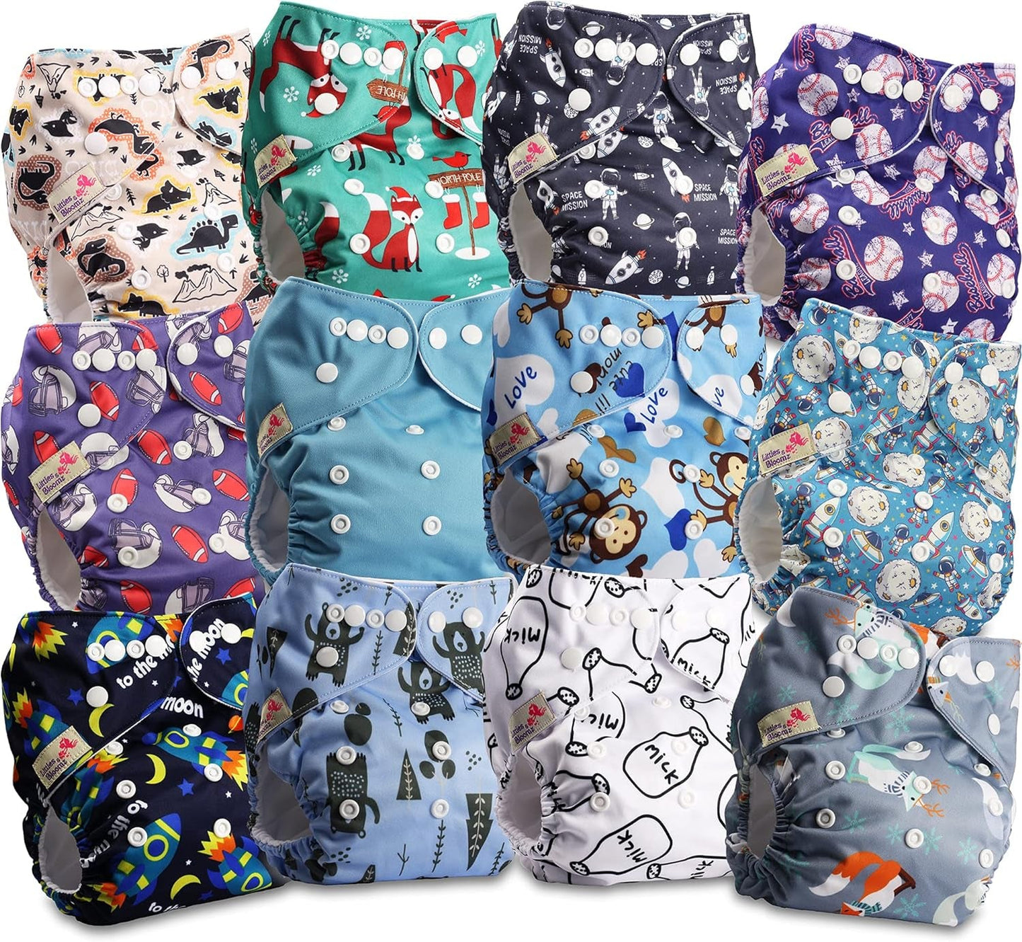 Littles and Bloomz FLP2-0406 Couche réutilisable à clip standard, 4 couches