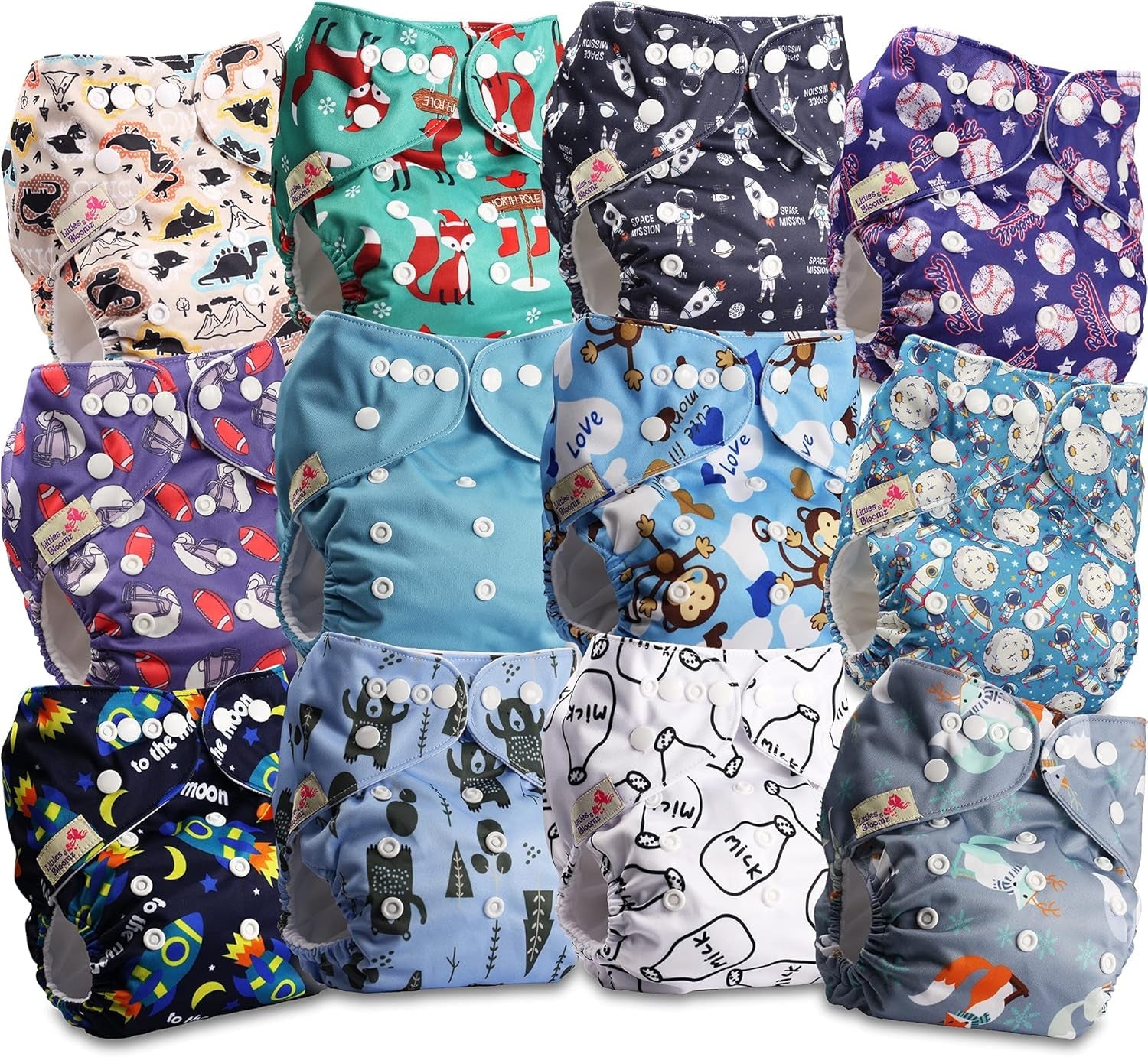 Littles and Bloomz FLP2-0406 Couche réutilisable à clip standard, 4 couches