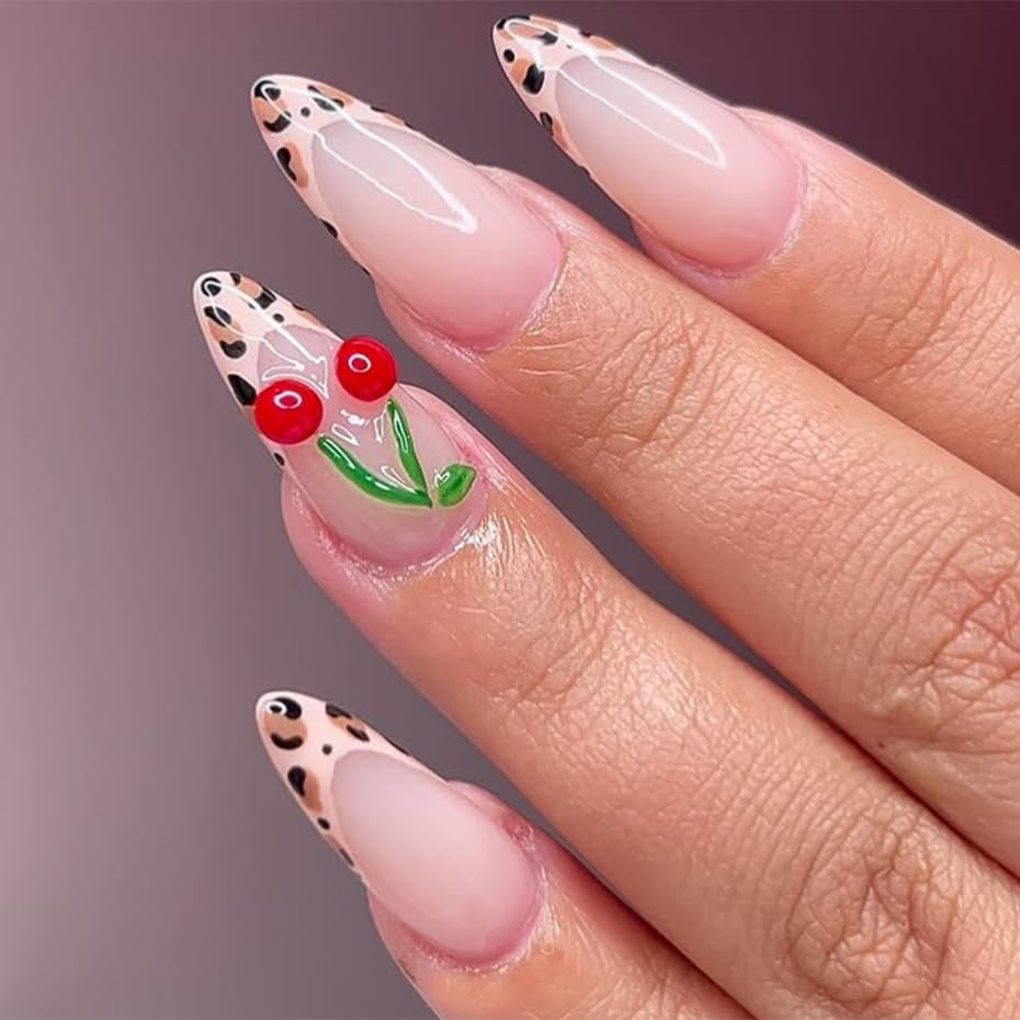 Mouyouglow longs ongles Stiletto laiteux blanc dégradé rose paillettes Cool faux ongles avec colle rose Ombre paillettes ongles artificiels