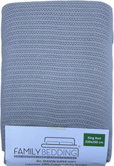 Family Literie Couverture cellulaire pour lit double rose en coton réversible, grand couvre-lit léger, thermique, doux, couverture cellulaire traditionnelle 230 x 230 cm Quilts & Quilts Naty Shop Gris Lit King (230 x 260 cm)